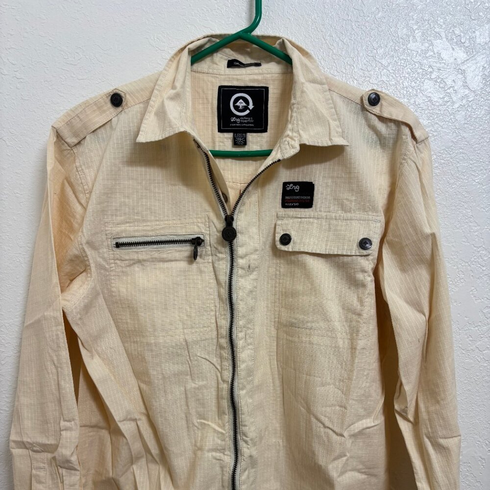 LRG Lifted Research Group woven overshirt Small beige SAMPLE rare